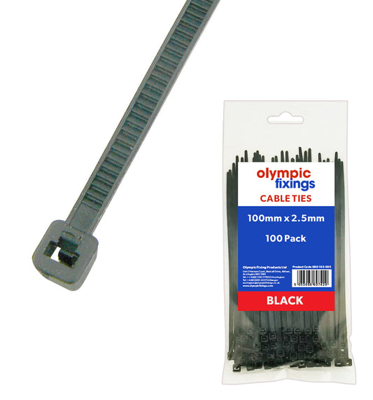 200 X 4.8MM BLACK CABLE TIES
